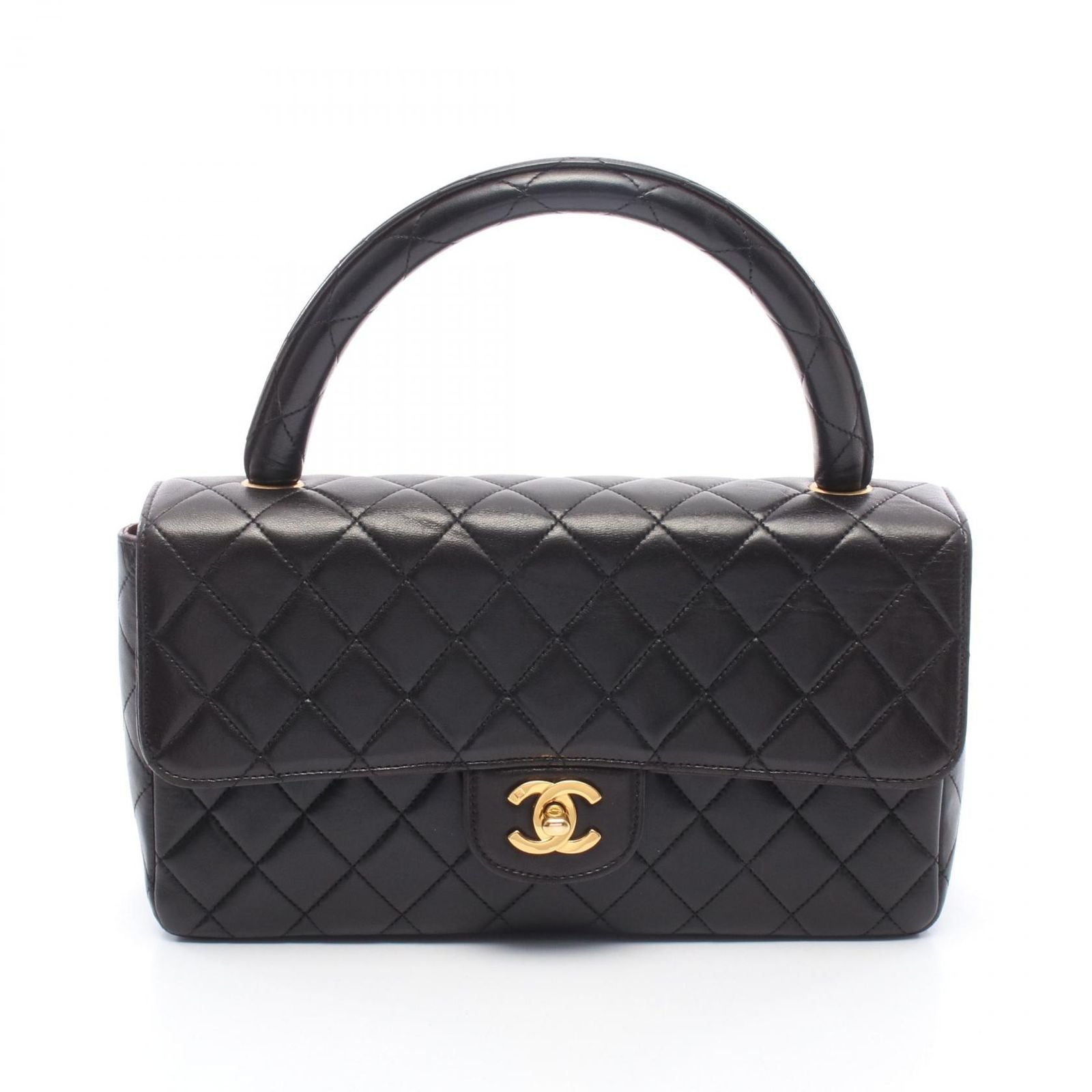 Chanel Handbag Quilted Parent Child Bag Black Lambskin