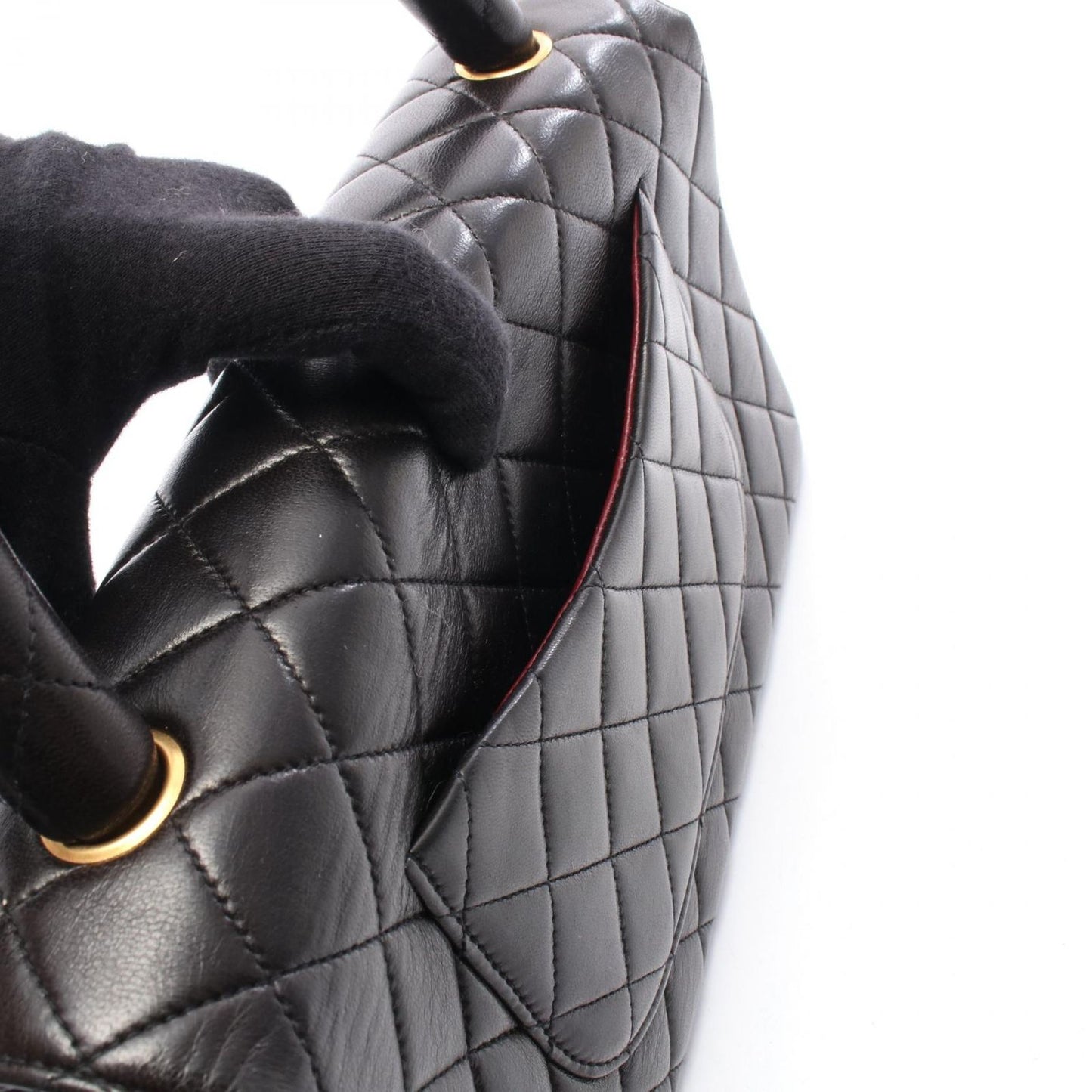 Chanel Handbag Quilted Parent Child Bag Black Lambskin — view 6