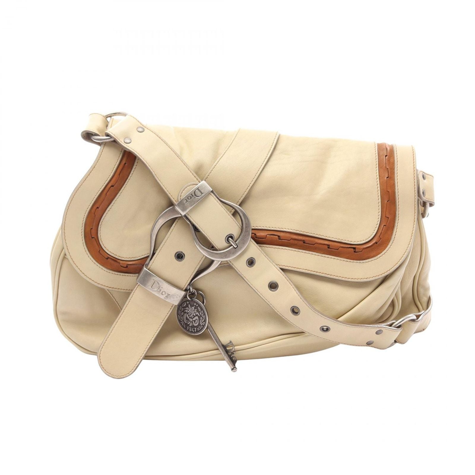Dior Shoulder Bag Gaucho Bag Beige Leather