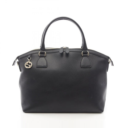 Gucci Handbag Interlocking Charm 2-Way Black Leather Tote