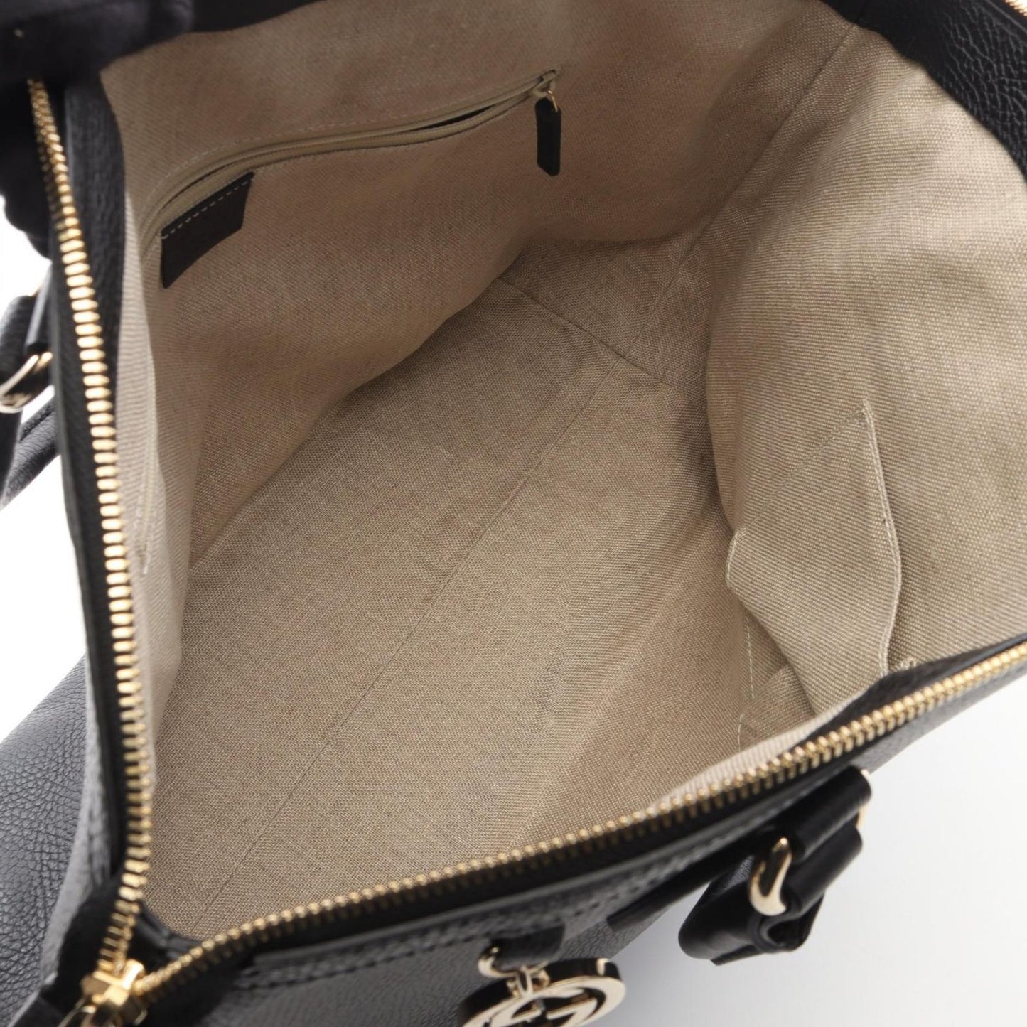 Gucci Handbag Interlocking Charm 2-Way Black Leather Tote — view 3