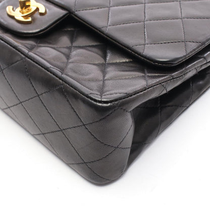 Chanel Shoulder Bag Quilted Double Flap Black Lambskin Chain — view 9