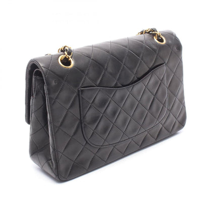 Chanel Shoulder Bag Quilted Double Flap Black Lambskin Chain — view 2