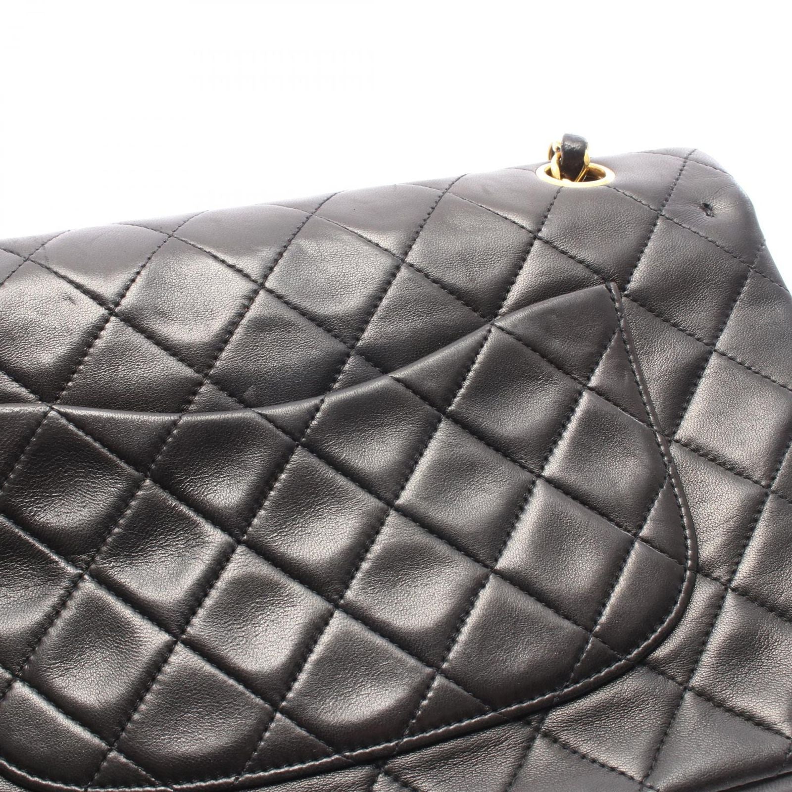 Chanel Shoulder Bag Quilted Double Flap Black Lambskin Chain — view 7