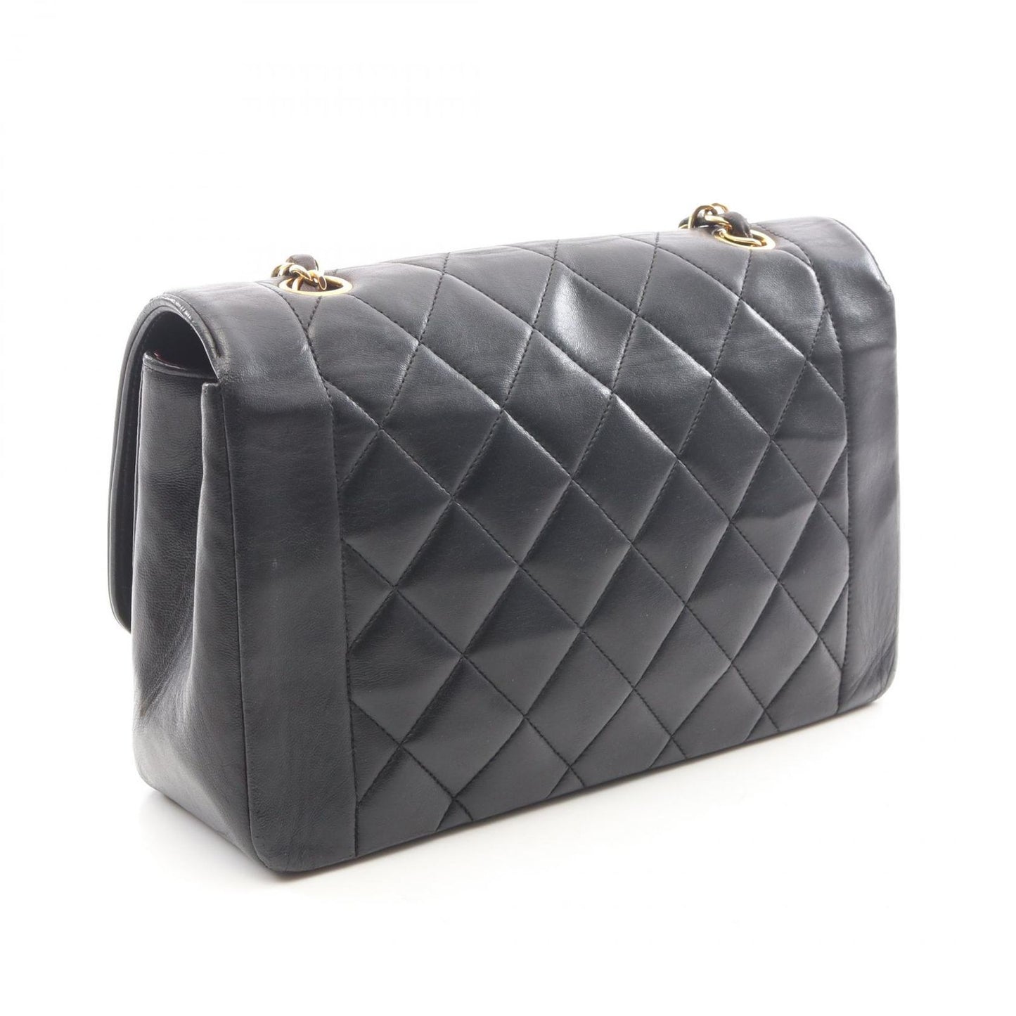 Chanel Shoulder Bag Quilted Diana Flap Black Lambskin Chain — view 2