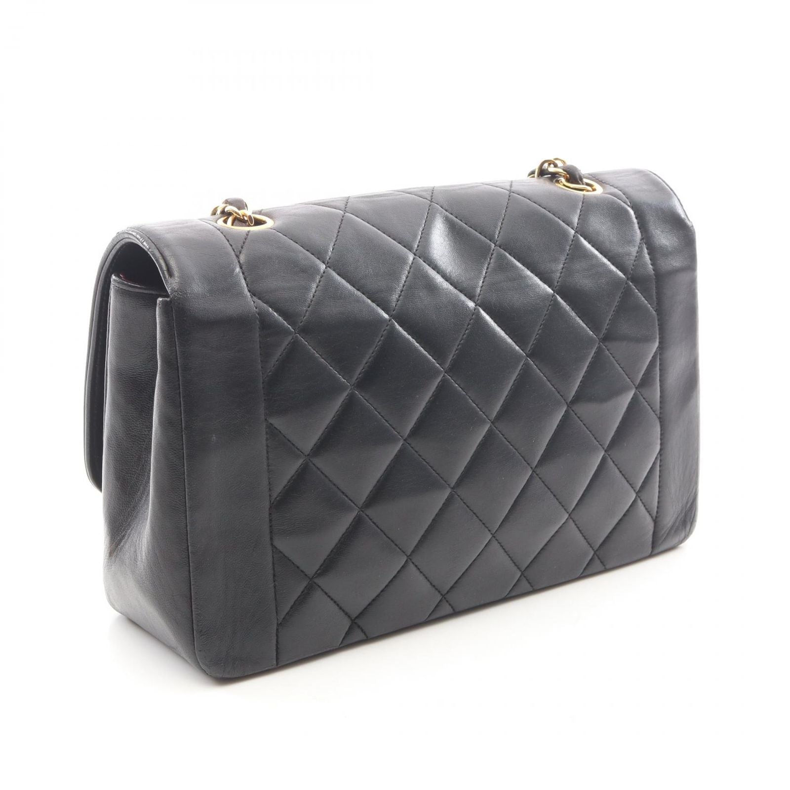 Chanel Shoulder Bag Quilted Diana Flap Black Lambskin Chain — view 2