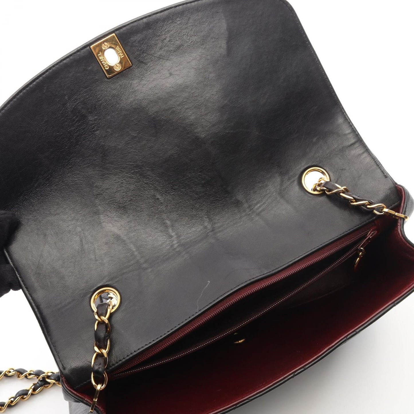 Chanel Shoulder Bag Quilted Diana Flap Black Lambskin Chain — view 8