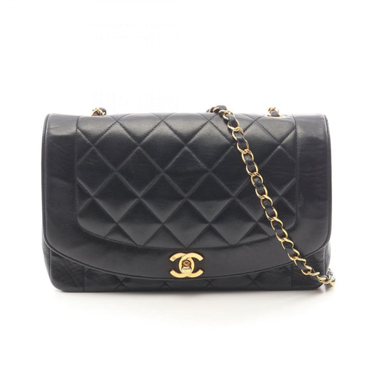 Chanel Shoulder Bag Quilted Diana Flap Black Lambskin Chain