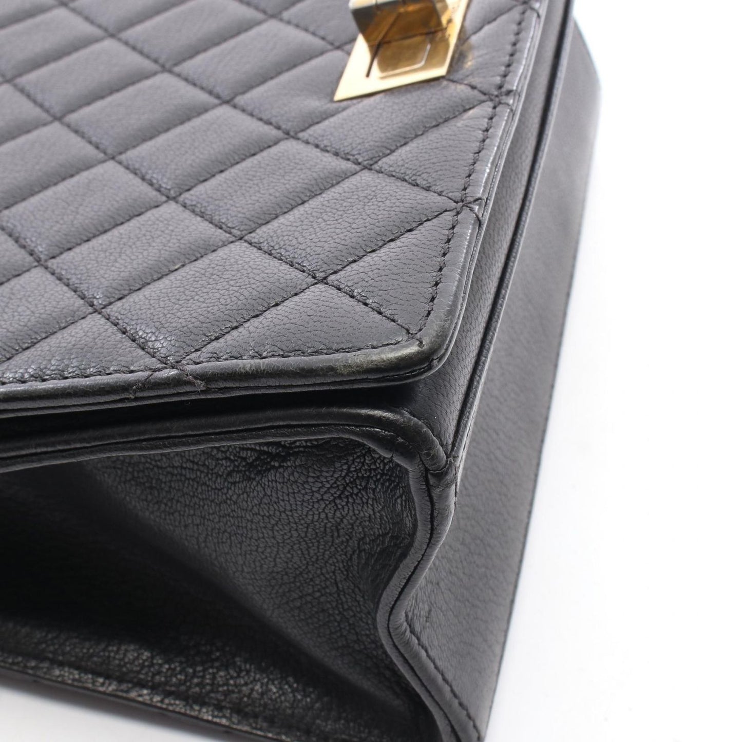 Chanel Shoulder Bag 2.55 Quilted 2-Way Black Leather Top Handle — view 9