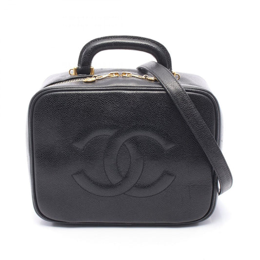Chanel Handbag CC Logo 2-Way Black Calf CC Vanity