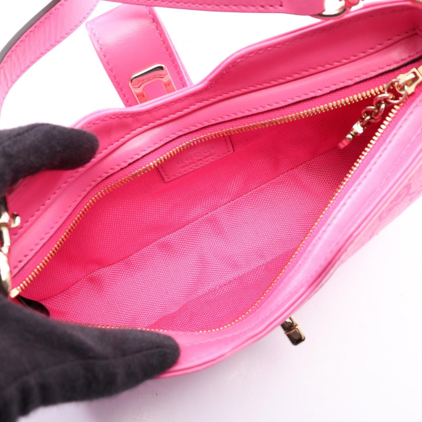 Gucci Shoulder Bag Moonside Mini GG Canvas Fuchsia Pink — view 3