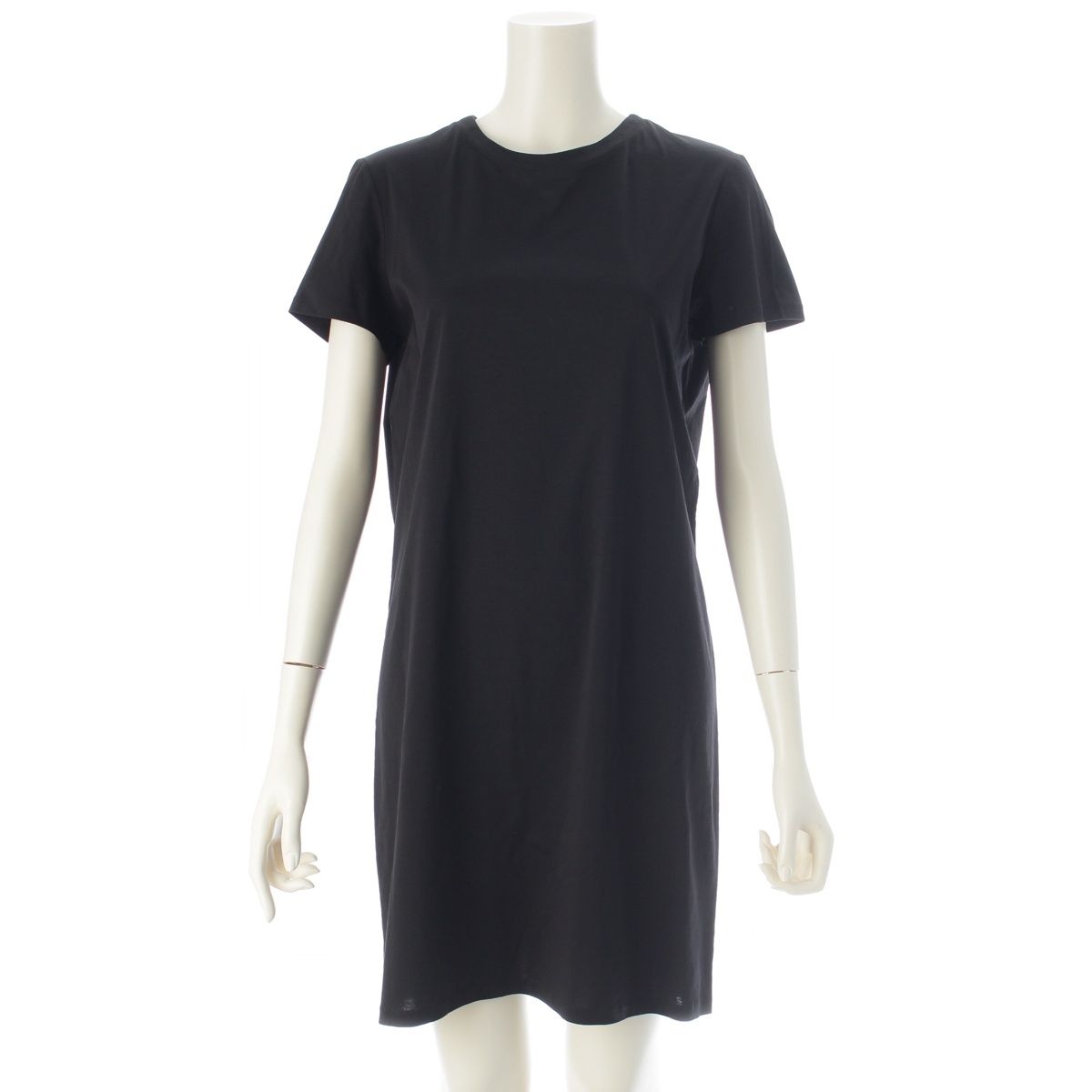 Chanel Cotton Top Back Coco Button Short Sleeve Dress Black