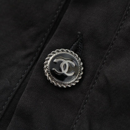Chanel Cotton Top Back Coco Button Short Sleeve Dress Black — view 8