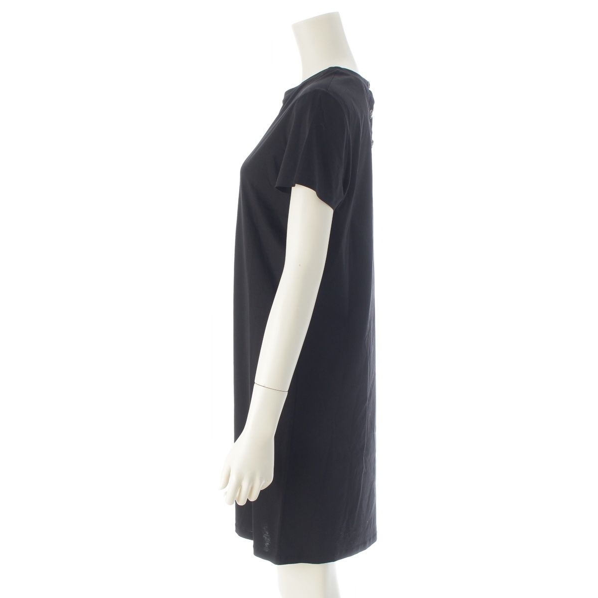 Chanel Cotton Top Back Coco Button Short Sleeve Dress Black — view 3