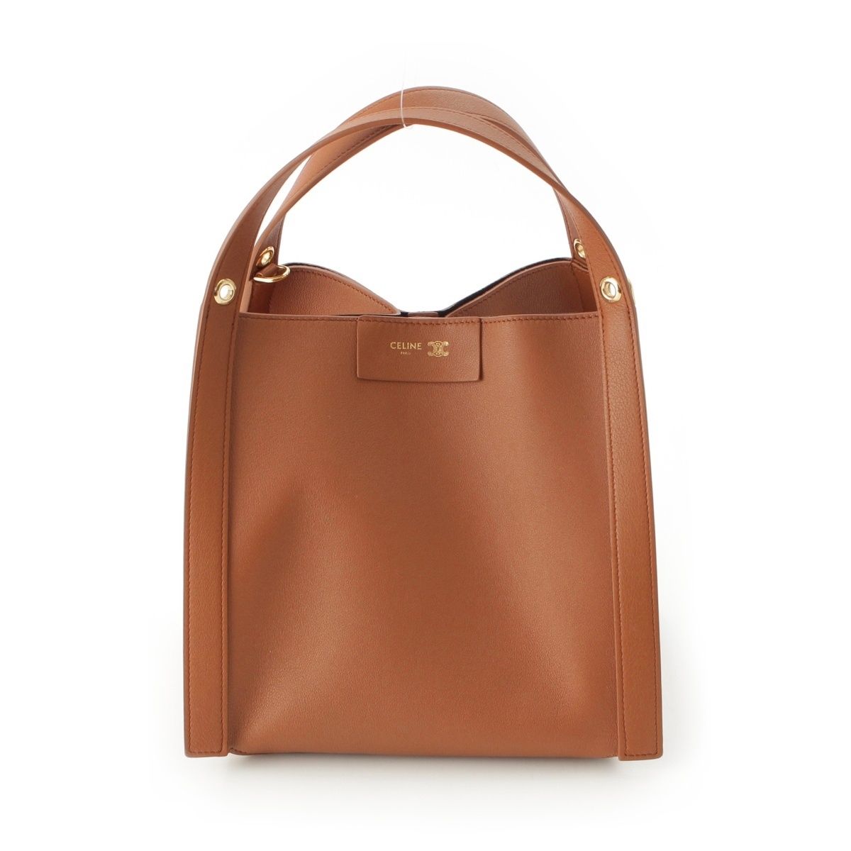 Celine Leather Triomphe Small Cubo 2-Way Handbag Brown