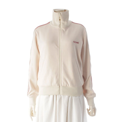 Celine Logo Embroidery Zip Up Track Jacket Hoodie White Red XS