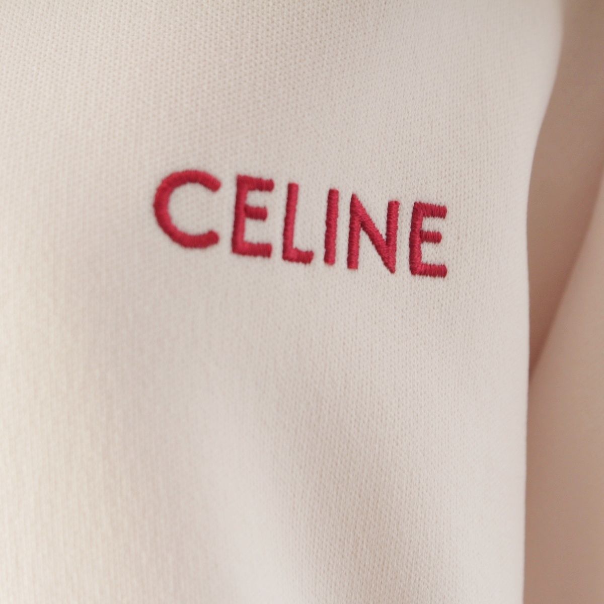 Celine Logo Embroidery Zip Up Track Jacket Hoodie White Red XS — view 7