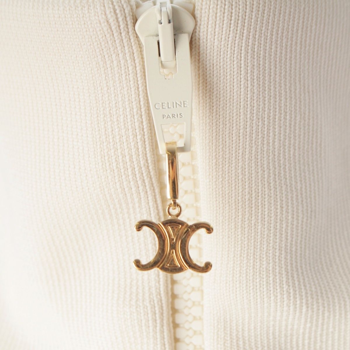 Celine Logo Embroidery Zip Up Track Jacket Hoodie White Red XS — view 8