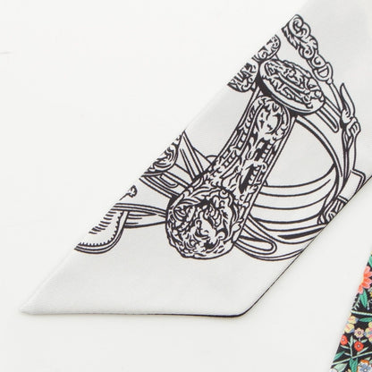 Hermes Silk Twilly Brides de Gala en Fleurs Scarf Black White Multicolor — view 5