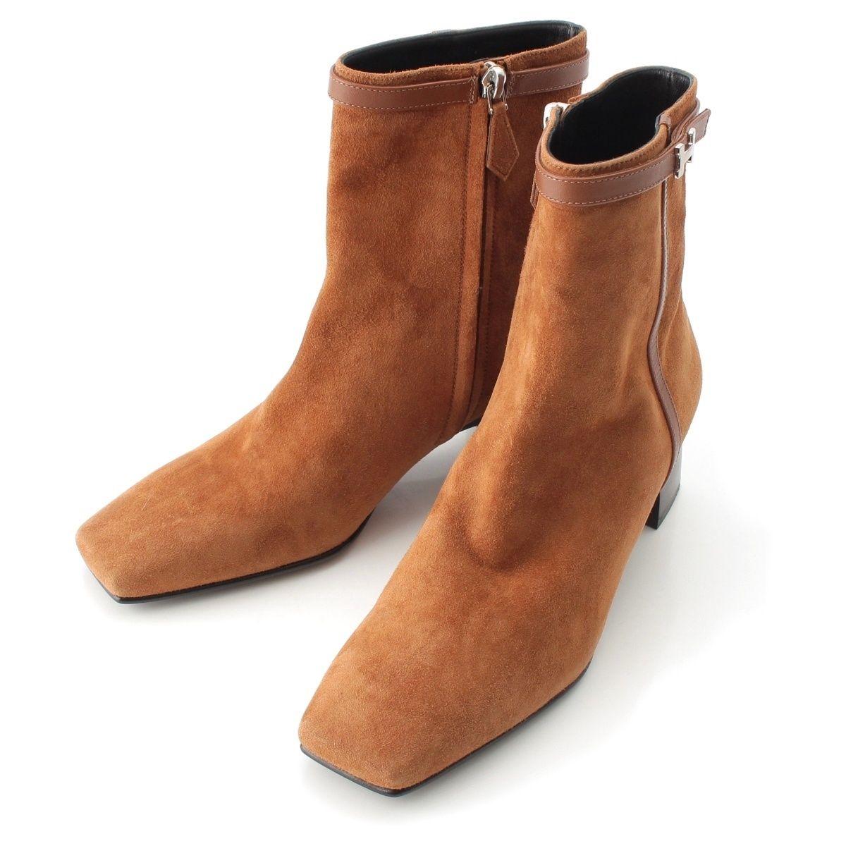 Hermes Homage Buckle Ankle Boots Brown