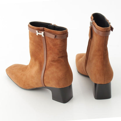 Hermes Homage Buckle Ankle Boots Brown — view 4