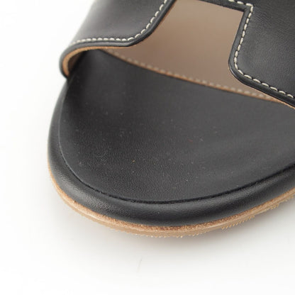 Hermes Leather Oasis Motif Sandals MS Black — view 8