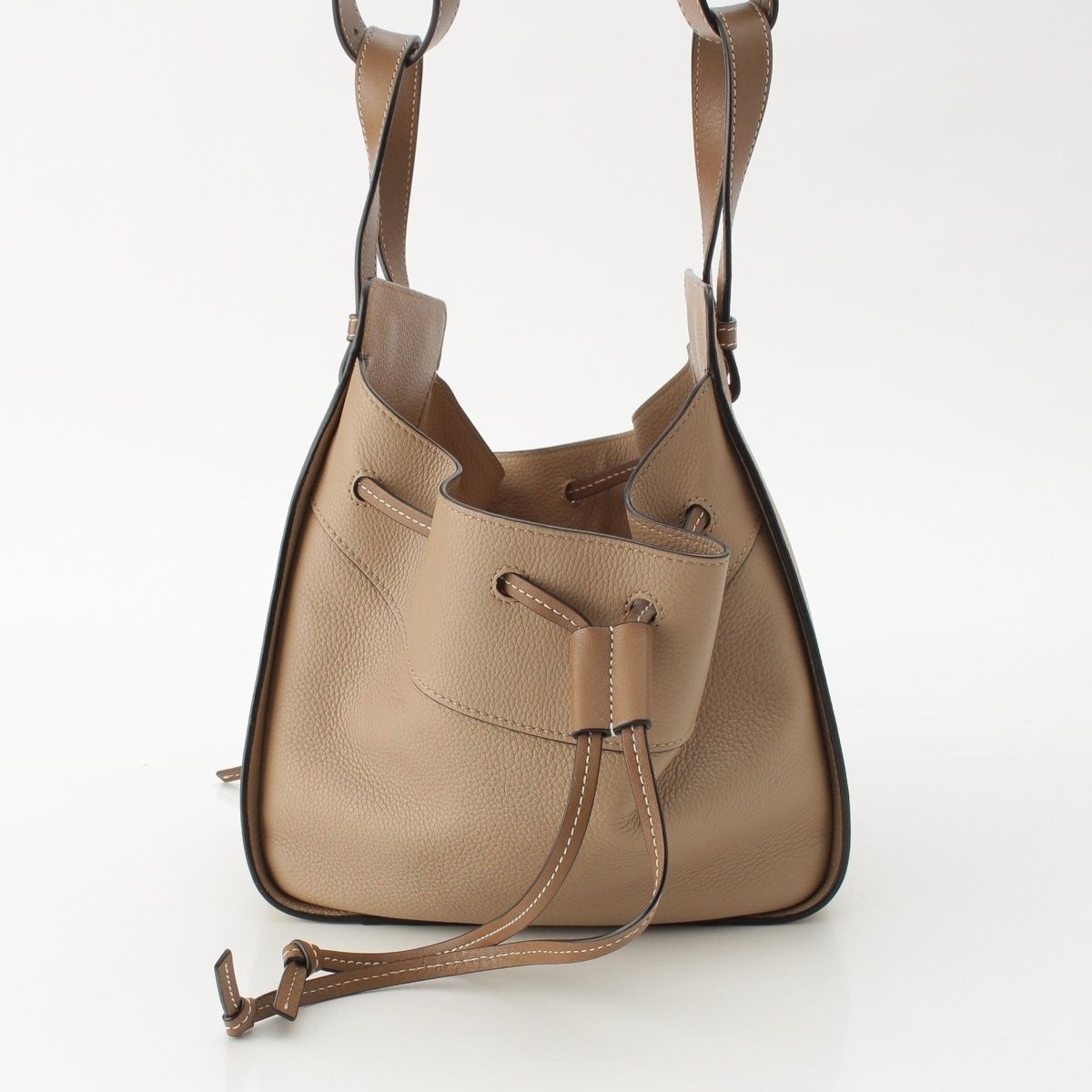 Loewe Hammock Drawstring Small Leather 2-Way Shoulder Handbag Sand — view 3