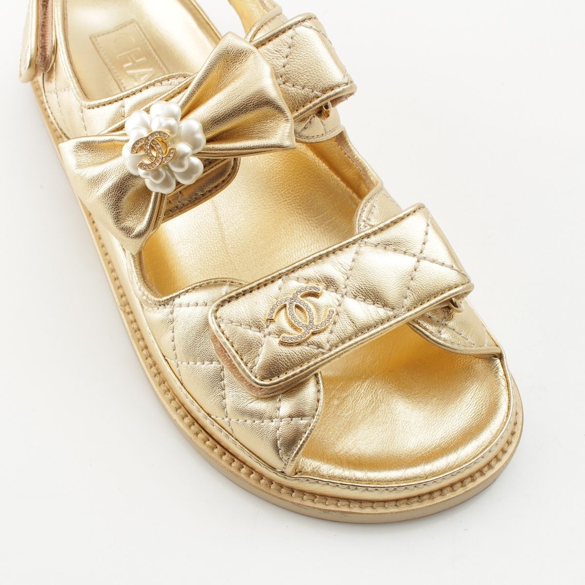 Chanel CC Logo Pearl Ribbon Sandal — view 6