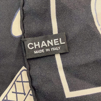 Chanel Scarf Black Beige CC Logo — view 2