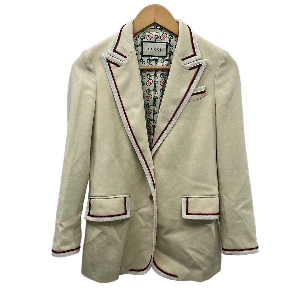 Gucci Jacket 38 S Ivory Bordeaux Long Sleeve Autumn Winter