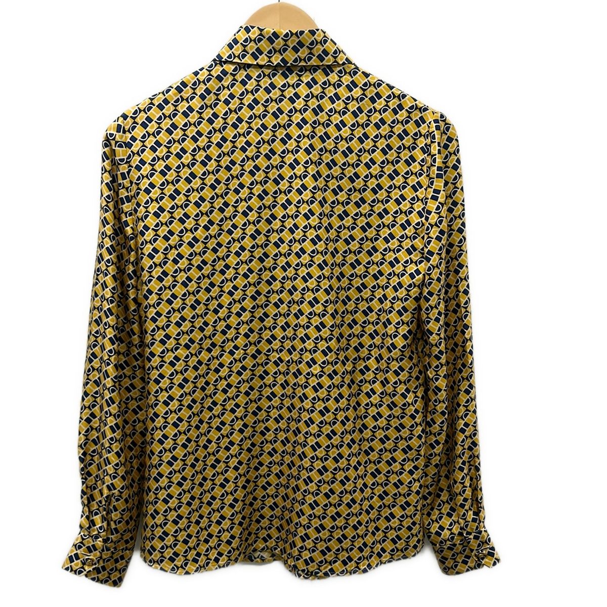 Gucci Long Sleeve Shirt Blouse Zabdl Dark Yellow Navy Ivory — view 2