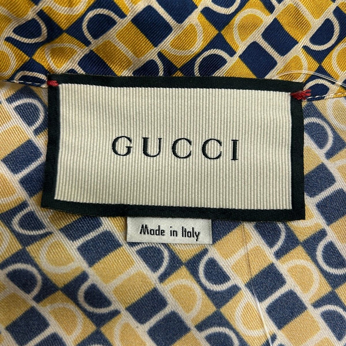 Gucci Long Sleeve Shirt Blouse Zabdl Dark Yellow Navy Ivory — view 3