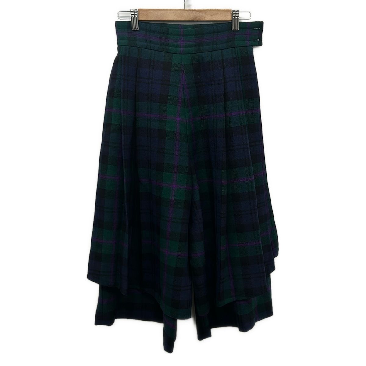 Gucci Pants 38 S Zacnn Black Green Multi Cropped Plaid Pattern