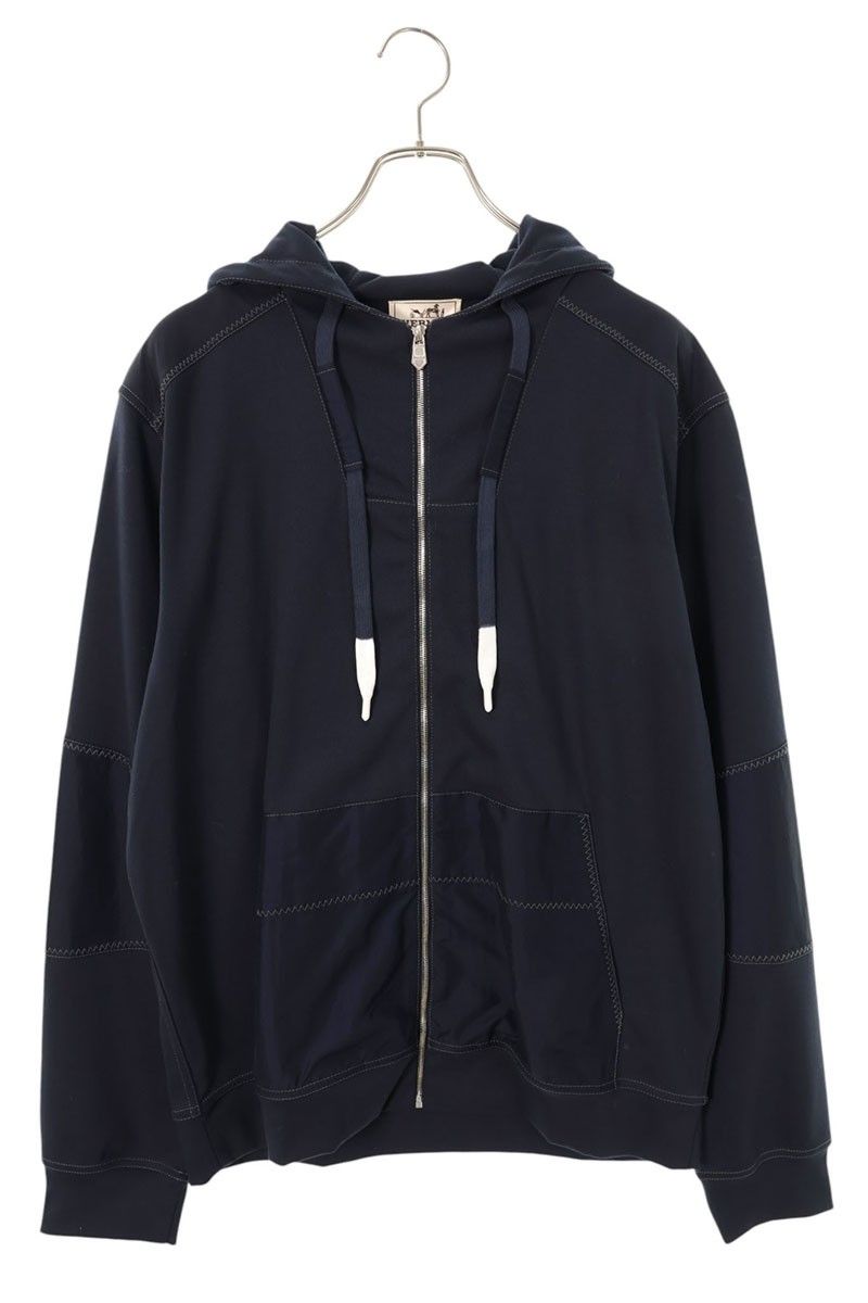 Hermes Voile Nylon Trim Zip Up Hoodie