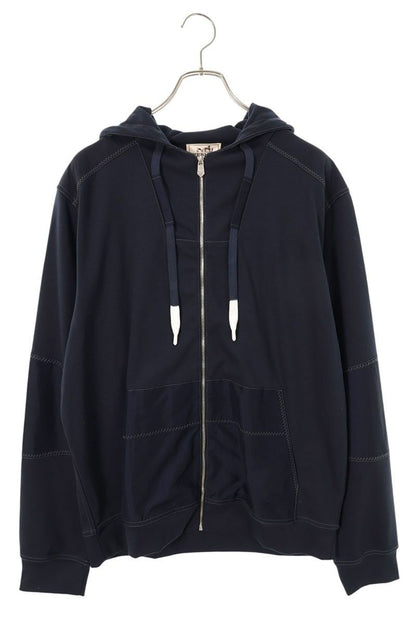 Hermes Voile Nylon Trim Zip Up Hoodie
