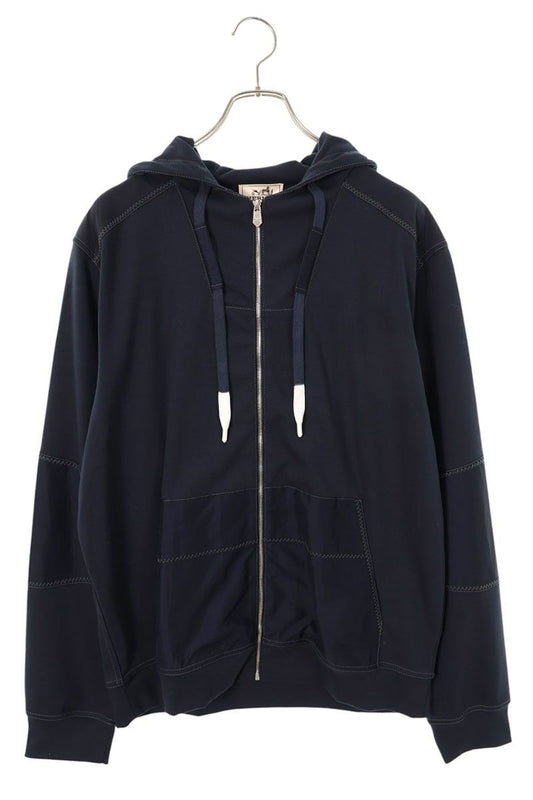 Hermes Voile Nylon Trim Zip Up Hoodie