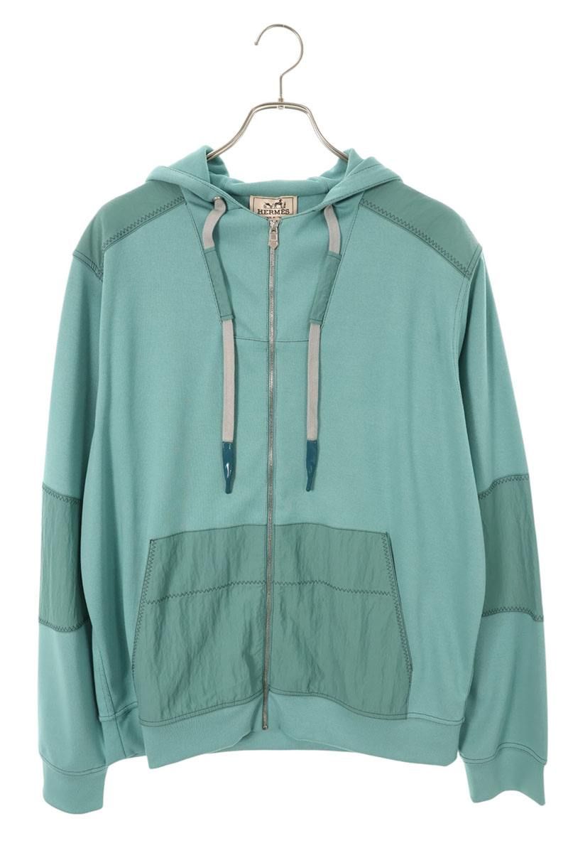 Hermes Voile Nylon Trim Zip Up Hoodie