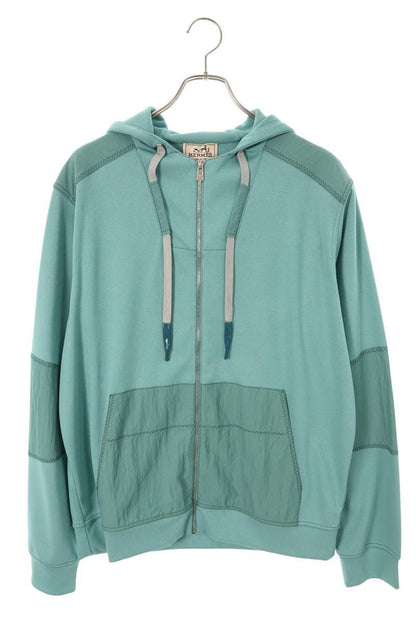 Hermes Voile Nylon Trim Zip Up Hoodie
