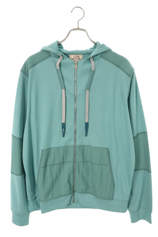 Hermes Voile Nylon Trim Zip Up Hoodie