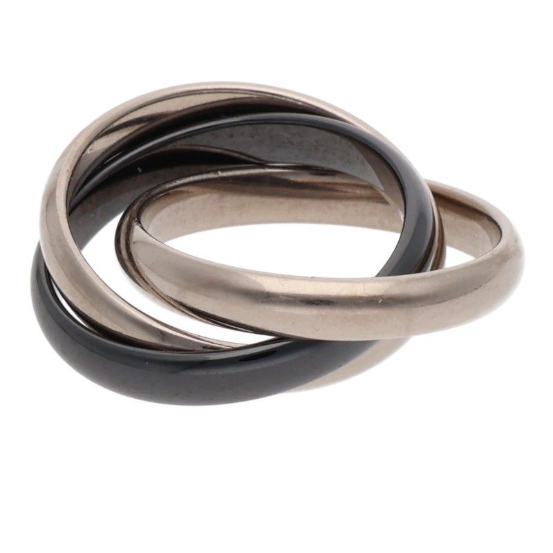 Cartier Trinity 18k White Gold Black Ceramic Ring — view 2