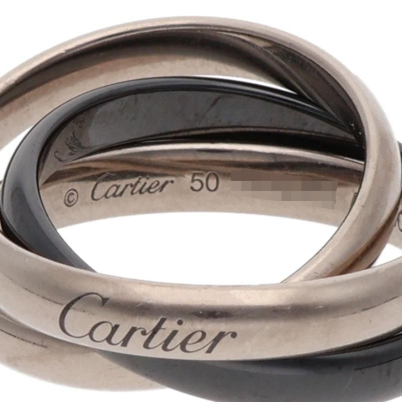Cartier Trinity 18k White Gold Black Ceramic Ring — view 3