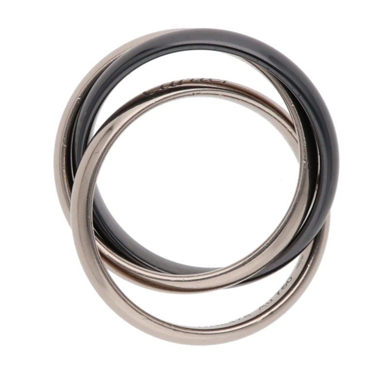 Cartier Trinity 18k White Gold Black Ceramic Ring — view 4
