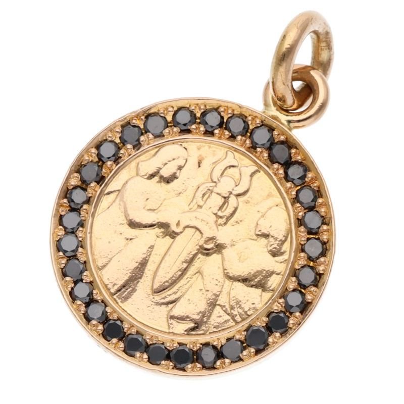 Chrome Hearts 22k Chrm Angl Mdl Angel Medal Charm Aftermarket Black Diamond