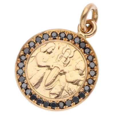 Chrome Hearts 22k Chrm Angl Mdl Angel Medal Charm Aftermarket Black Diamond