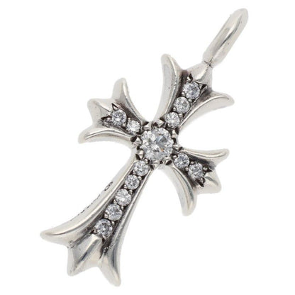 Chrome Hearts Tny Crsf P Dmnd Tiny Fat Cross Pave Diamond Pendant Silver