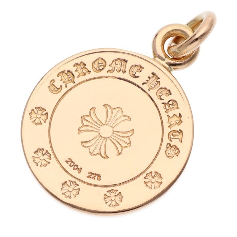 Chrome Hearts 22k Chrm Angl Mdl Angel Medal Charm Pave Diamond Gold Pendant — view 2