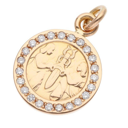 Chrome Hearts 22k Chrm Angl Mdl Angel Medal Charm Pave Diamond Gold Pendant