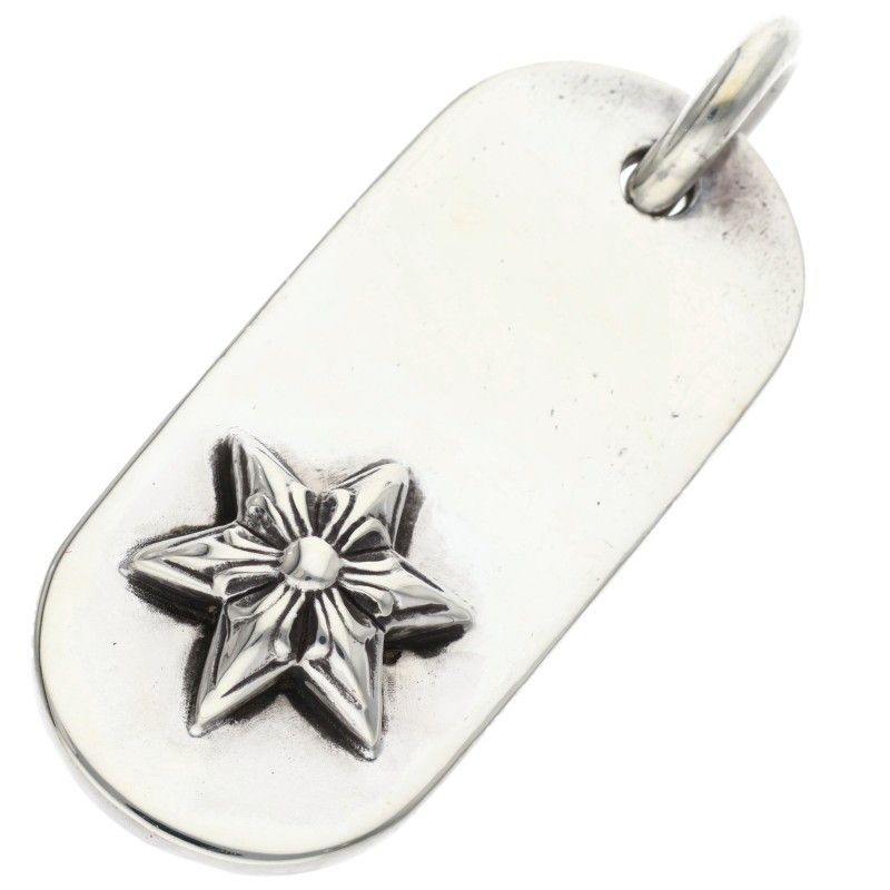 Chrome Hearts Raised Star Dogtag Dog Tag Charm Silver Pendant