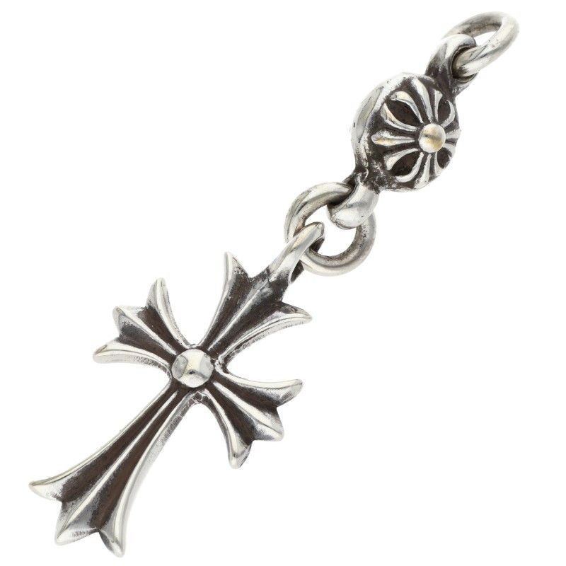 Chrome Hearts Tny CH Crs 1 Ball Tiny CH Cross Charm Vintage Silver Pendant — view 2