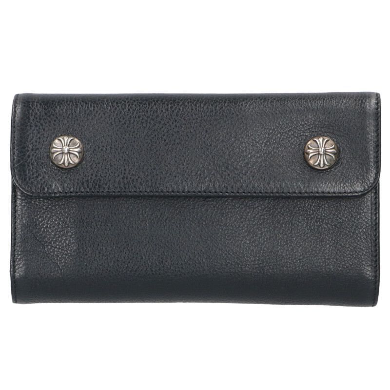 Chrome Hearts Wave Cross Ball Button Leather Wallet